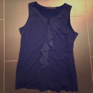 Navy w/white polka dot Limited sleeveless blouse-M